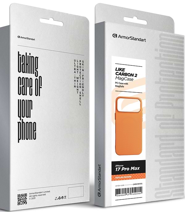 Фото - Чохол для смартфону Armorstandart LikeCarbon2 MagCase for Apple iPhone 17 Pro Max Kevlar Orange (ARM88555)
