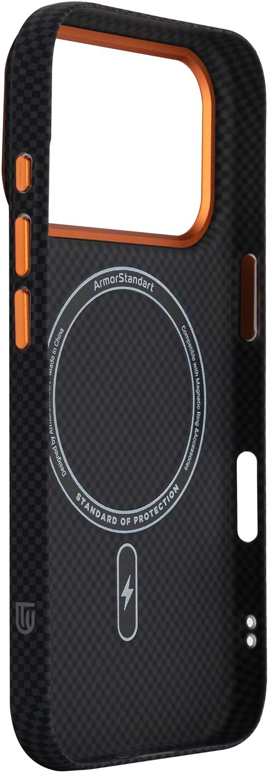 Фото - Чохол для смартфону Armorstandart LikeCarbon2 SE MagCase for Apple iPhone 17 Pro Max Kevlar Black Orange (ARM89165)