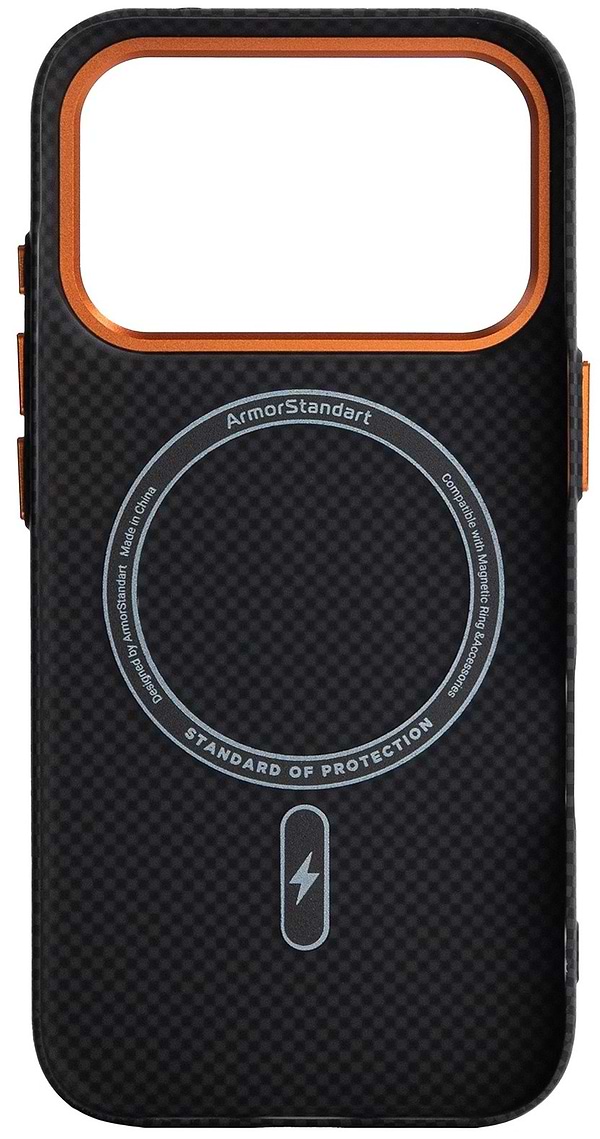 Фото - Чохол для смартфону Armorstandart LikeCarbon2 SE MagCase for Apple iPhone 17 Pro Max Kevlar Black Orange (ARM89165)
