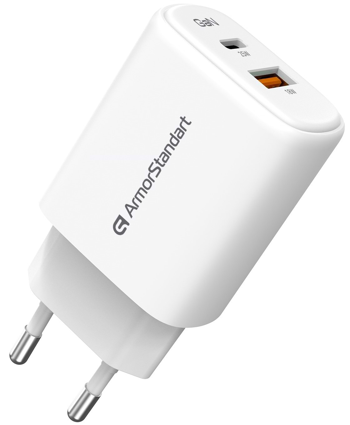 Сетевое зарядное устройство Armorstandart AR-T252WEU 25W GaN USB-C+ USB-A White (ARM89532)