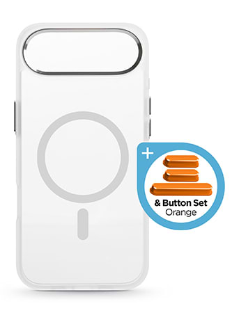Чохол для смартфону Armorstandart Unit MagCase for Apple iPhone 17 Air Matte Clear Silver + Orange Button Set (ARM90583)