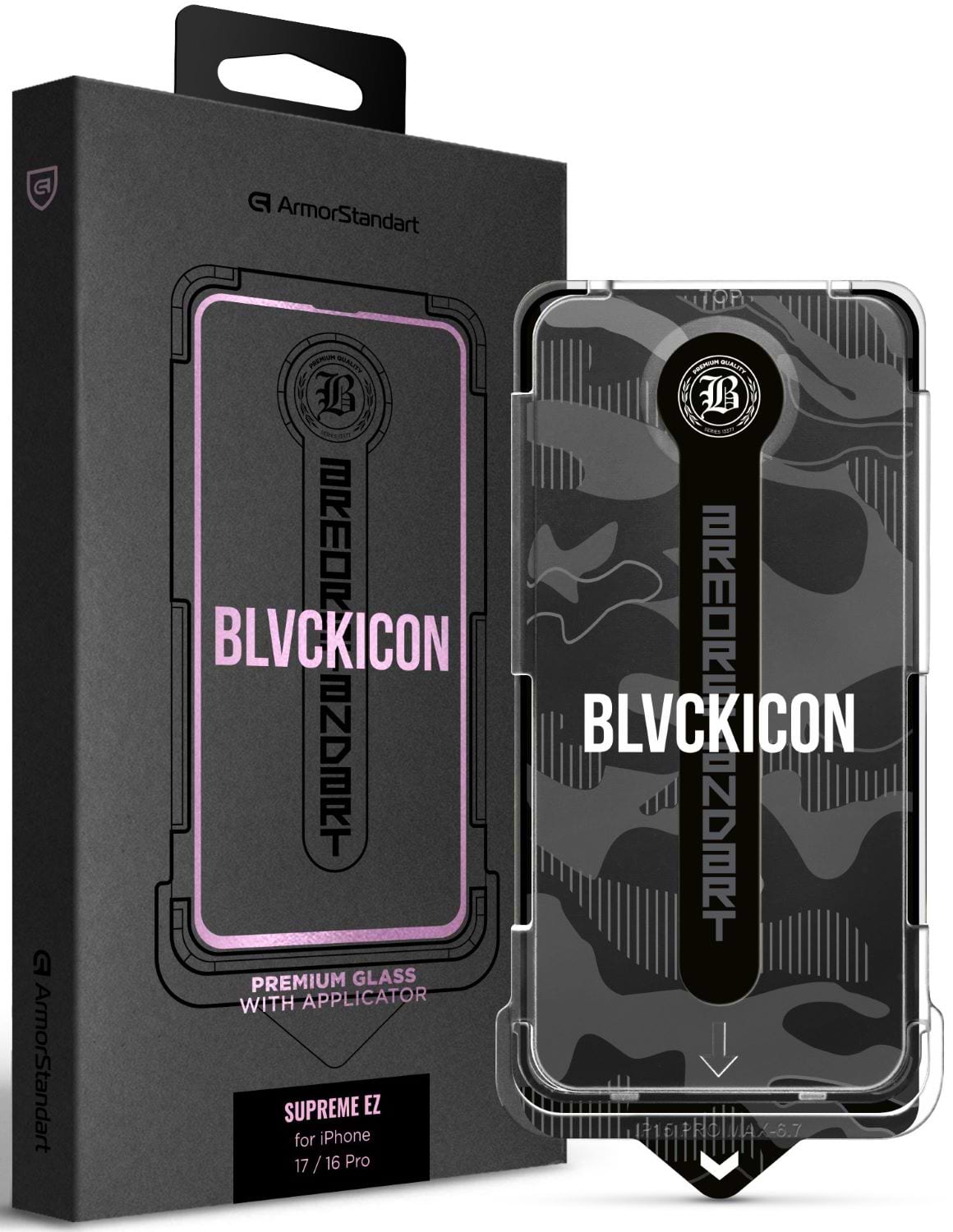 Защитное стекло для смартфона Armorstandart Black Icon Supreme EZ for iPhone 17 / 16 Pro (ARM86410)