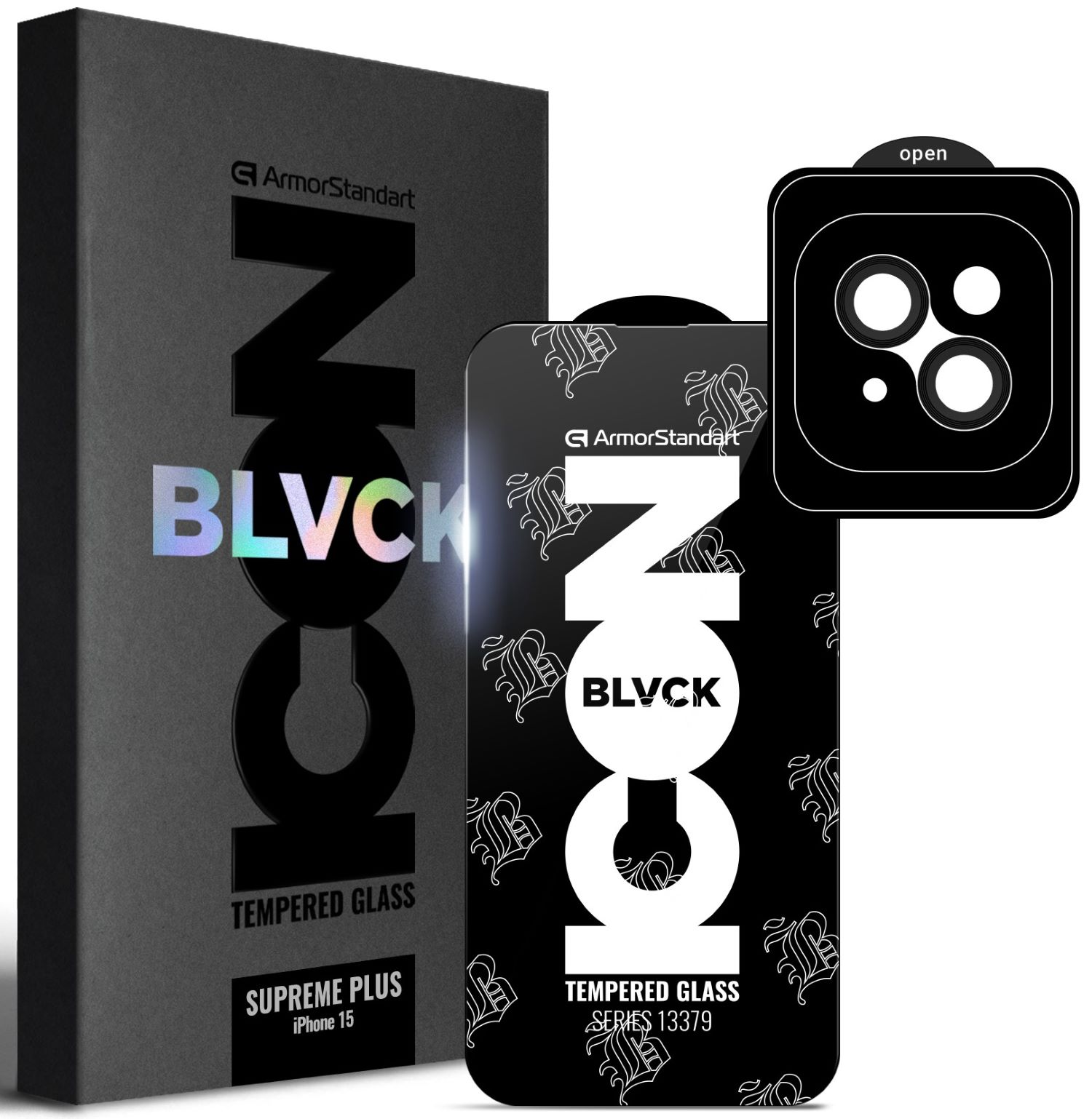 Защитное стекло для смартфона Armorstandart Supreme Plus Black Icon for Apple iPhone 15 (ARM71137)