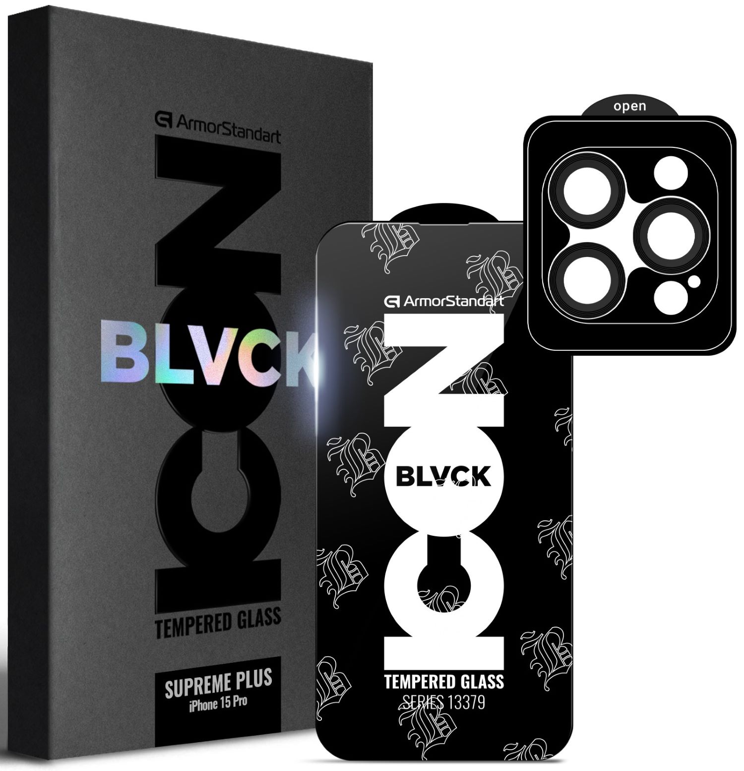 Защитное стекло для смартфона Armorstandart Supreme Plus Black Icon for Apple iPhone 15 Pro (ARM71139)