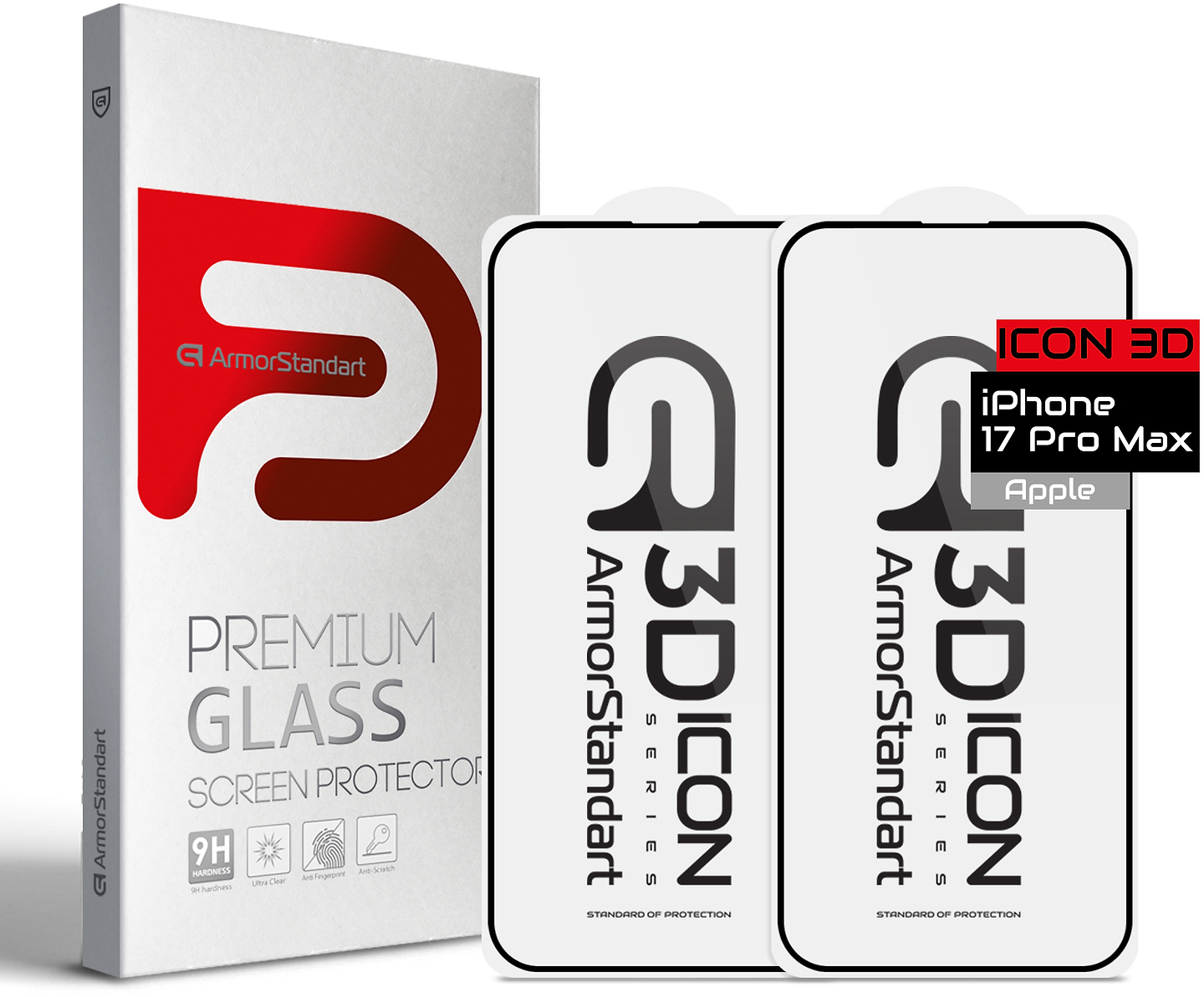 Защитное стекло для смартфона Armorstandart Icon 3D for iPhone 17 Pro Max Black 2 шт. (ARM89135)