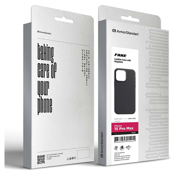Фото - Чохол для смартфону Armorstandart FAKE Leather Case for Apple iPhone 15 Pro Max Black (ARM76305)