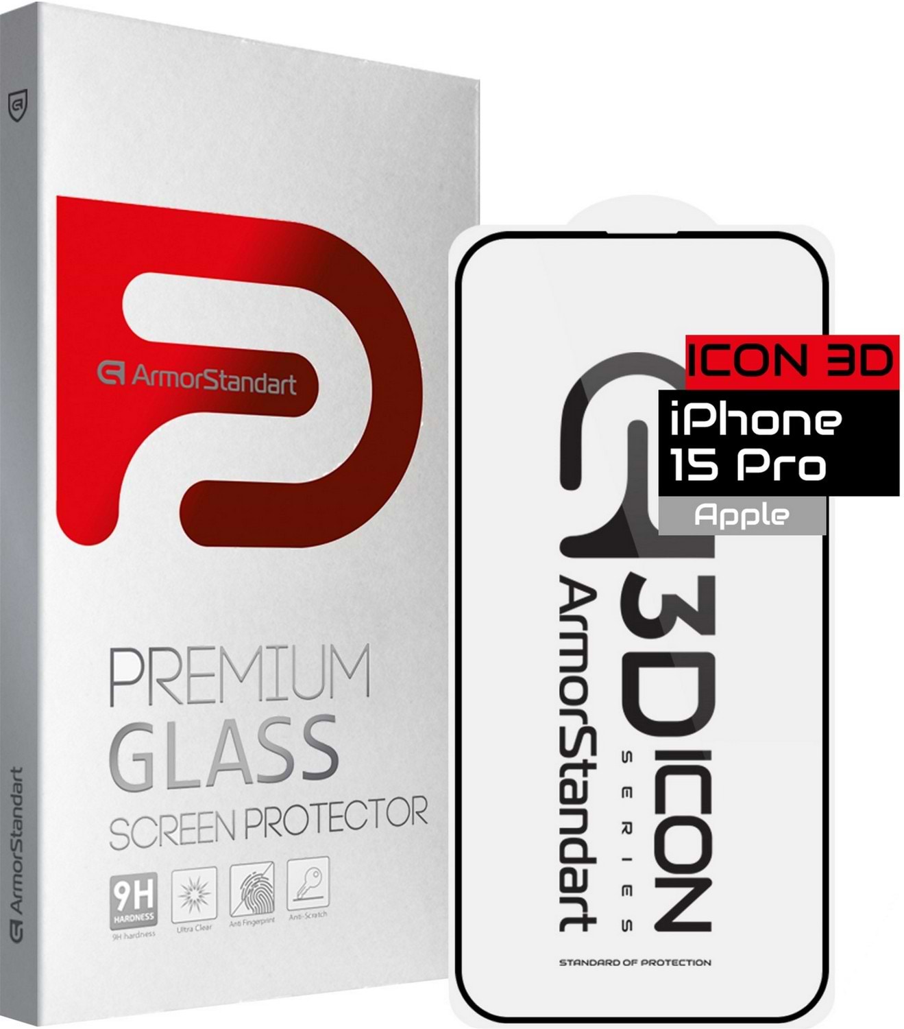 Захисне скло для смартфону Armorstandart Icon 3D for Apple iPhone 15 Pro Black (ARM68215) - Фото 1