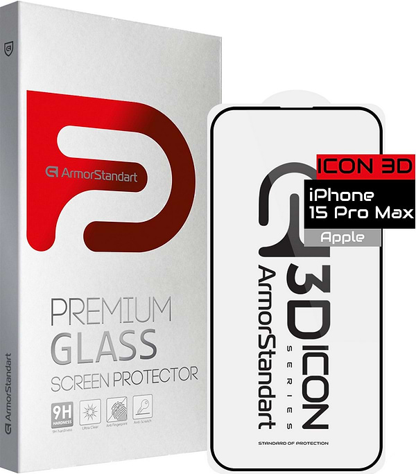 Фото - Захисне скло для смартфону Armorstandart Icon 3D for Apple iPhone 15 Pro Max Black (ARM68216)