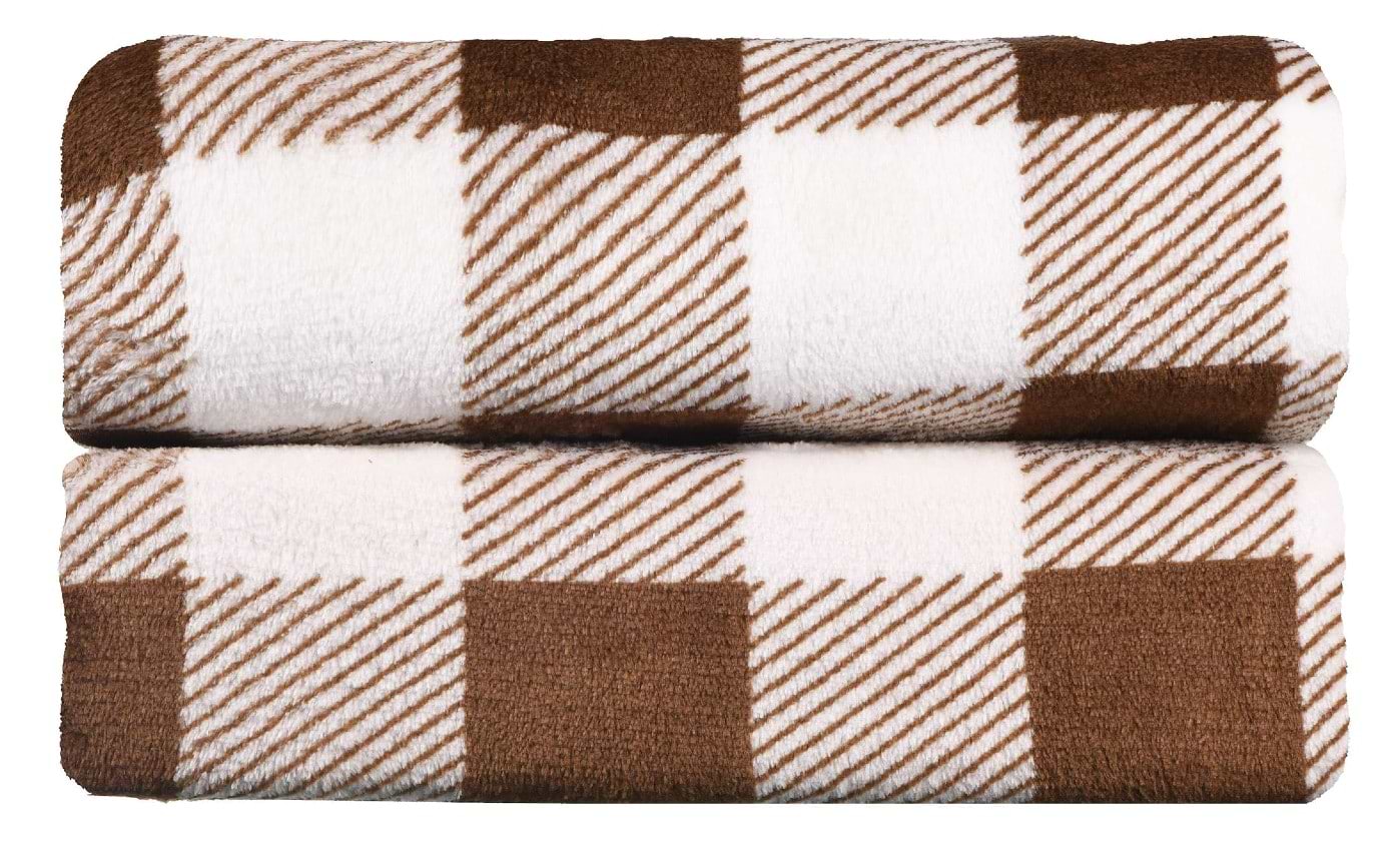 Плед полуторный Ardesto Flannel 160х200 см клетка бежевая (ART0103PB) - Фото 1