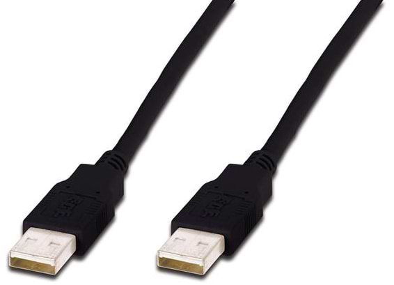 Кабель USB type A - USB type A Assmann USB 2.0 (AM/AM) 1m Black (AK-300100-010-S) - Фото 1