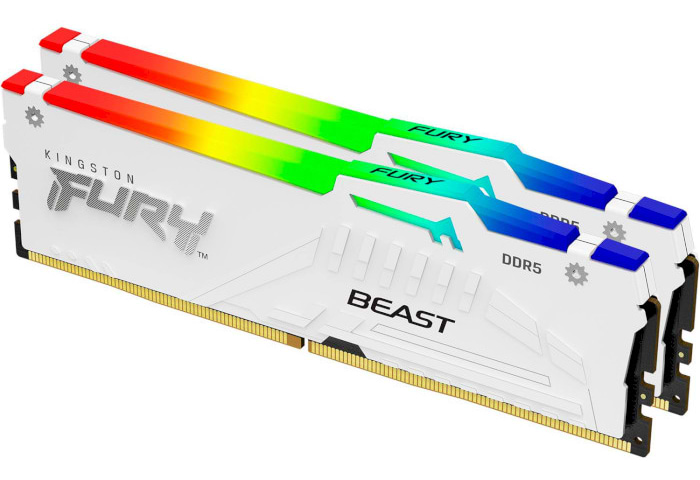 Память DDR Kingston Fury Beast White RGB DDR5 2x16 32GB/5600 (KF556C40BWAK2-32)