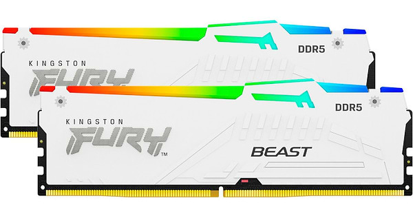 Фото - Память DDR Kingston Fury Beast White RGB DDR5 2x16 32GB/5600 (KF556C40BWAK2-32)