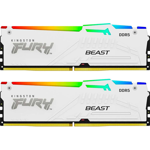 Фото - Память DDR Kingston Fury Beast White RGB DDR5 2x16 32GB/5600 (KF556C40BWAK2-32)