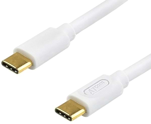 Фото - Кабель синхронізації даних Atcom USB Type-C - USB Type-C (M/M), 60 W, 3 А, 3 м White (AT-C30)