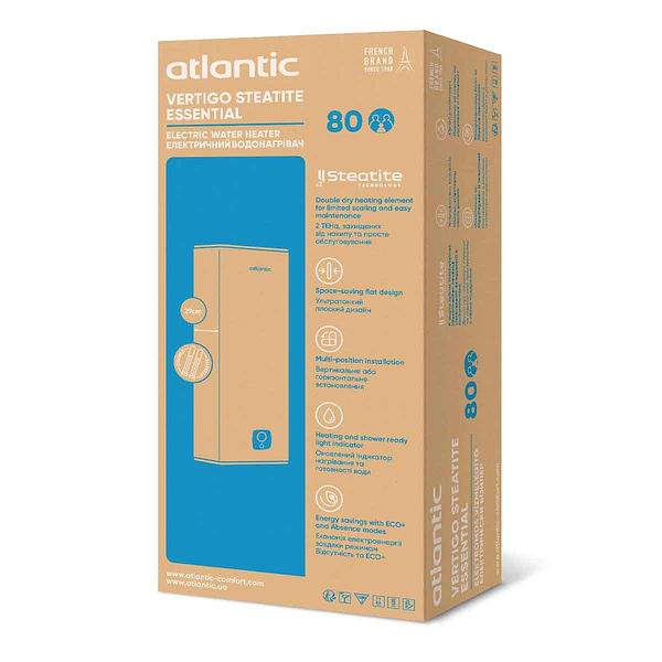 Фото - Водонагрівач Atlantic Vertigo Steatite Essential 80 MP-065 2F 220G (1500W)