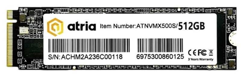 SSD-накопитель внутренний ATRIA 512GB X500S NVMe PCIe 3.0  NVMe (ATNVMX500S/512)