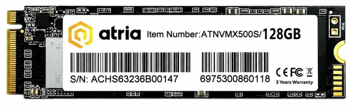 SSD-накопичувач внутрішній ATRIA M.2 128GB X500S NVMe PCIe 3.0 NVMe (ATNVMX500S/128)