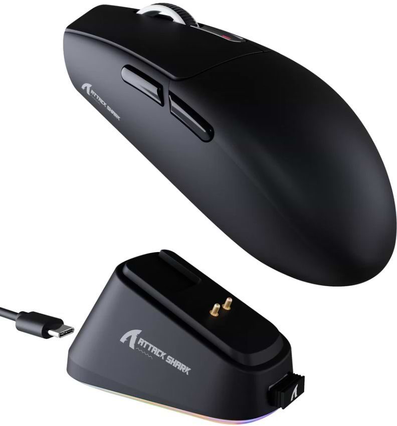 Мышь беспроводная игровая Attack Shark G3 PRO, Wireless/Bluetooth, 25000dpi. (PAW3311), 6кн., Black (G3PROB_AS)