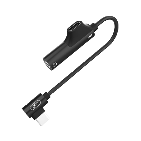 Перехідник аудіо SkyDolphin AU03 USB Type-C - USB Type-C+3.5 мм (M/F) Black (ADPT-00027) - Фото 1