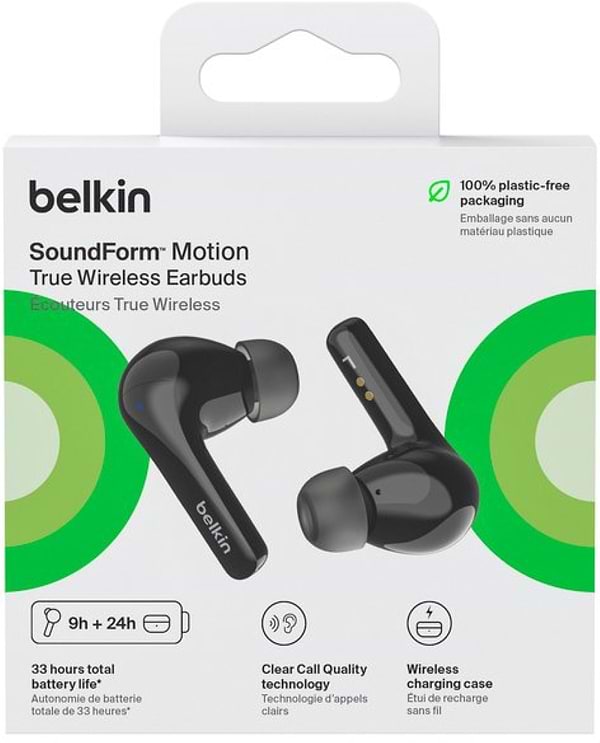 Фото - Навушники вкладиші бездротові TWS Belkin Soundform Motion True Wireless Black (AUC010BTBK)