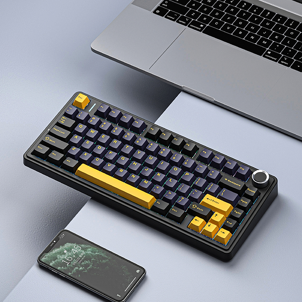 Фото - Клавіатура дротова ігрова Aula F75 Wired Gasket Black keycap pink switch EN/UA (6978080504890)