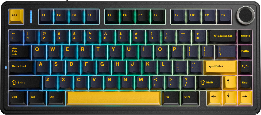 Клавиатура проводная игровая Aula F75 Wired Gasket Black keycap pink switch EN/UA (6978080504890)