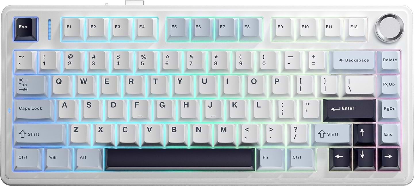 Клавиатура проводная игровая Aula F75 Wired Gasket White keycap pink switch EN/UA (6978080504883)