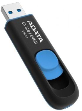 Флеш USB A-DATA UV128 64GB USB 3.0 Black/Blue (AUV128-64G-RBE)