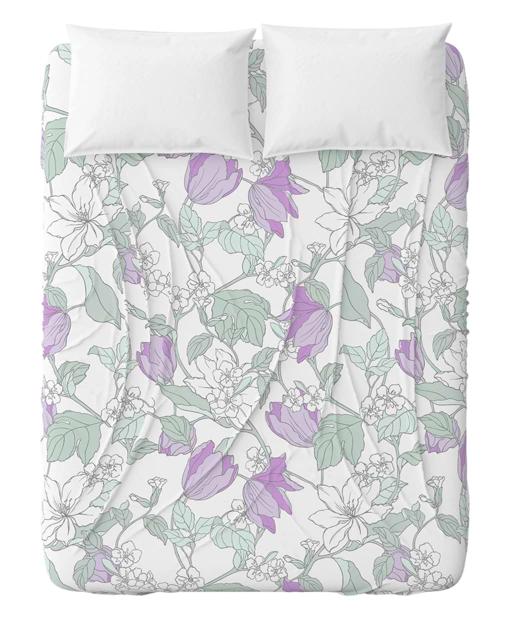 Простирадло полуторне Home Line бязь 145Х215 весняний вечір лілово-ментоловий (173858)