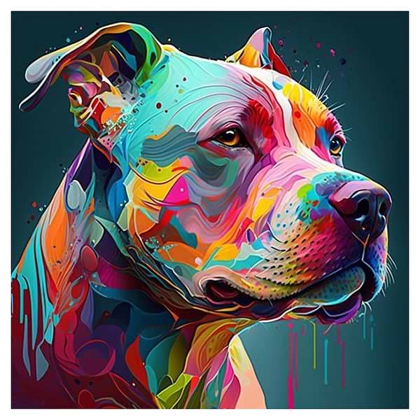 Фото - Картина за номерами Strateg Яскравий пітбуль 40х40 см (AV4040-1)