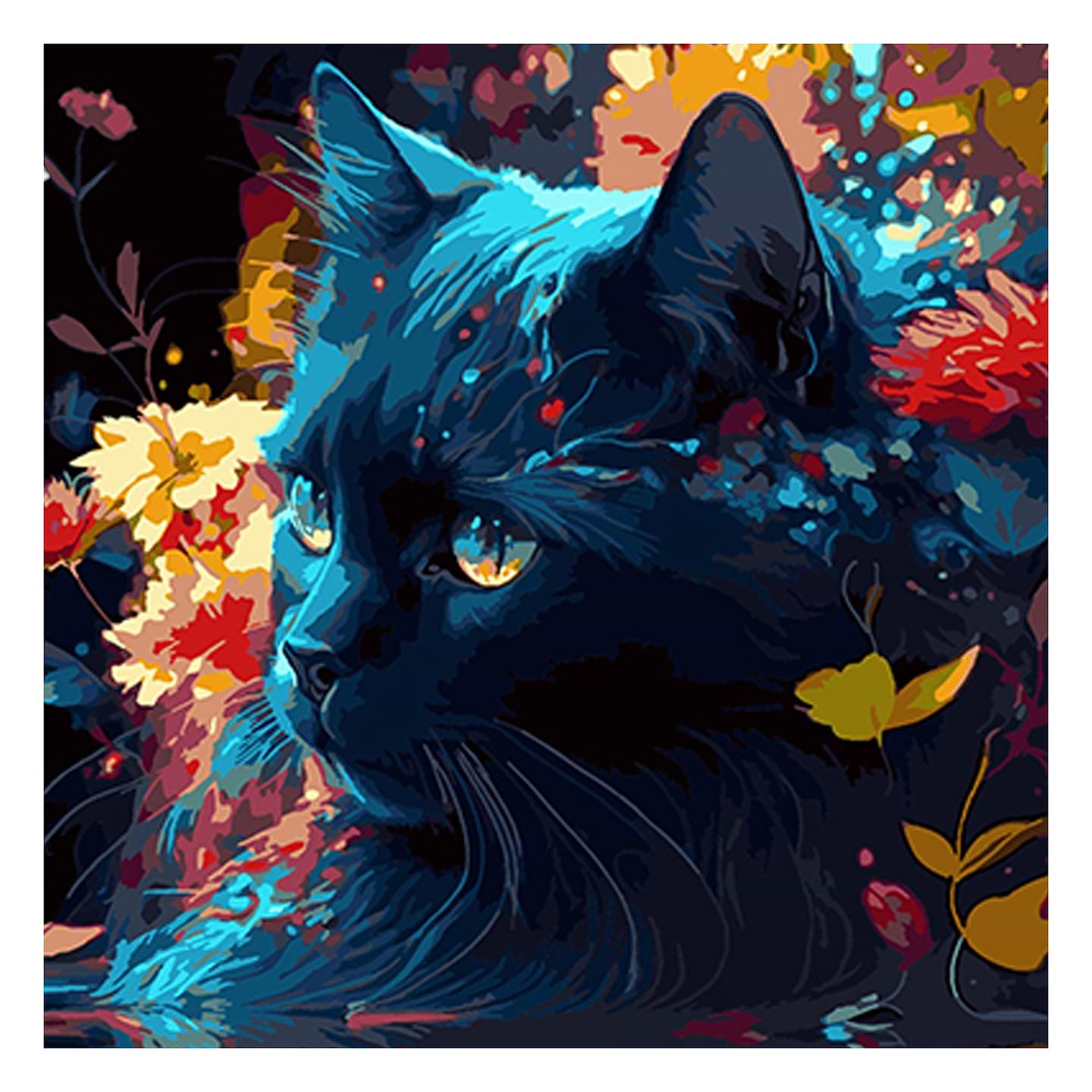 Купити Картина за номерами Strateg Чорний кіт і квітковий мотив 40х40 см (AV4040-49) - Фото 1 Картина за номерами Strateg Чорний кіт і квітковий мотив 40х40 см (AV4040-49) - Фото 1