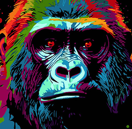 Картина по номерам Strateg Горилла в ярких тонах 40х40 см (AV4040-63)