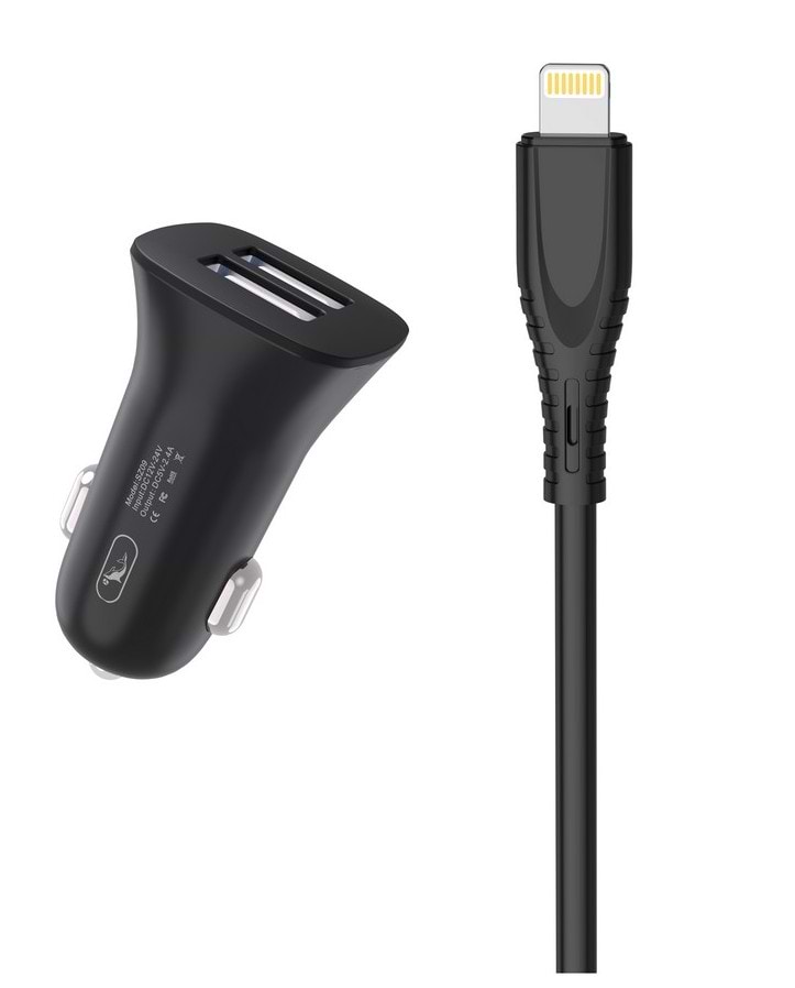 Автомобильное зарядное устройство SkyDolphin SZ09L (2USB, 3.4A) Black + кабель Lightning (AZP-000109)