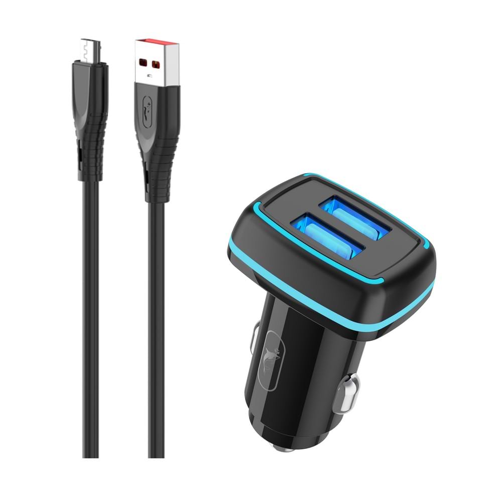 Автомобильное зарядное устройство SkyDolphin SZ18V (2USB, 3.4A) Black + кабель microUSB (AZP-000101)