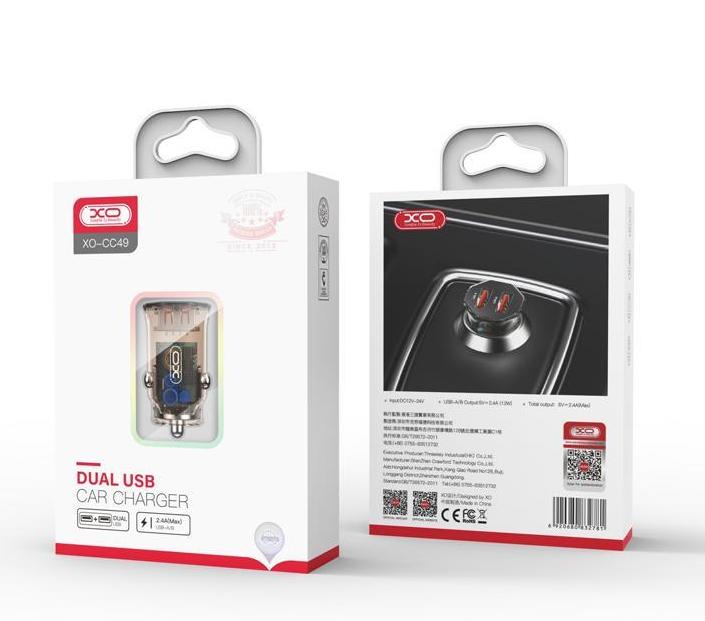 Фото - Автомобильное зарядное устройство XO 2USB 2.4A Black/Brown (XO-CC49)