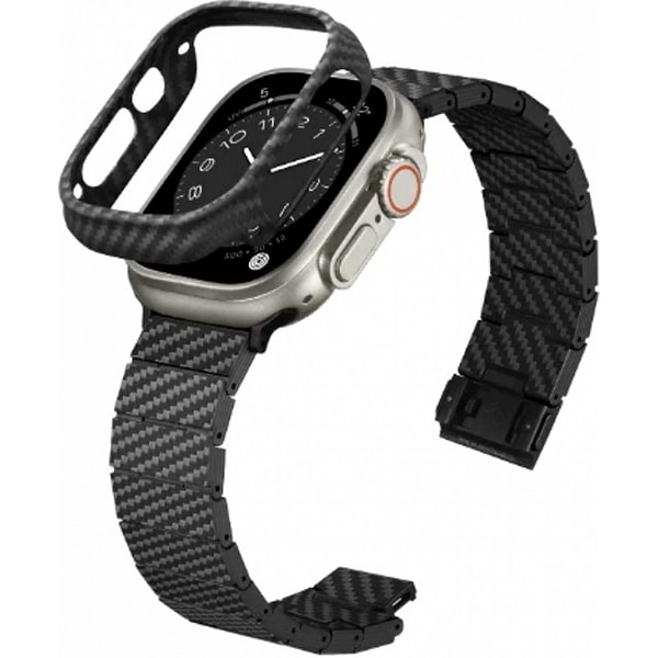 Фото - Ремінець для смарт-годинника Pitaka Carbon Fiber Watch Band Retro Black/Grey for Apple Watch 49/45/44mm (AWB2311)