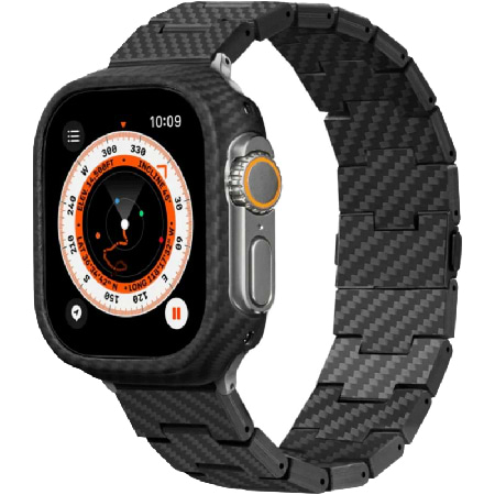 Ремінець для смарт-годинника Pitaka Carbon Fiber Watch Band Retro Black/Grey for Apple Watch 49/45/44mm (AWB2311) - Фото 1