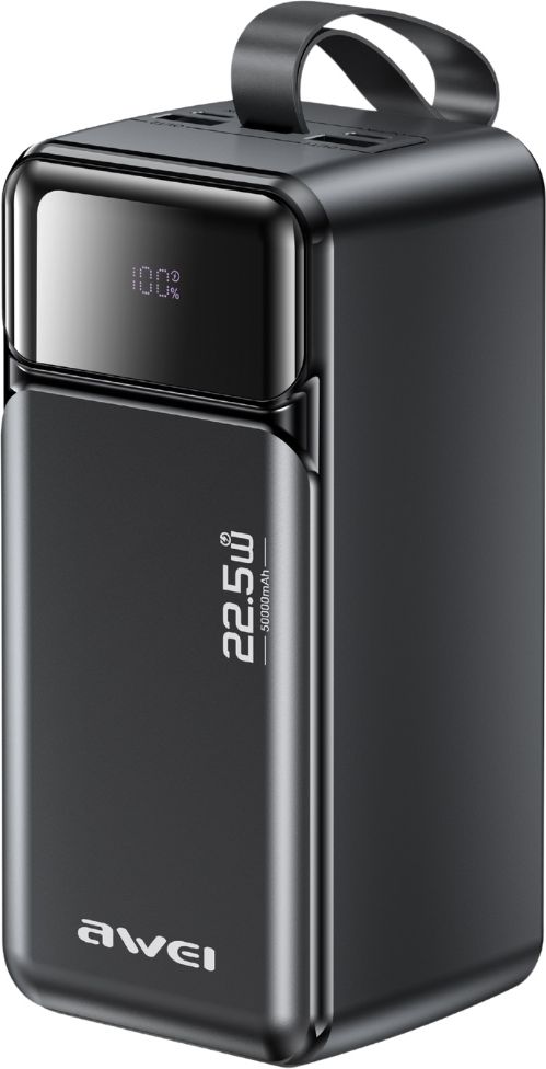 Батарея мобильная Awei PA-106 50000mAh 22,5W PD 3xUSB-C Black (6954284029537)