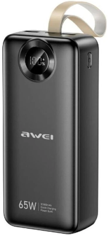 Батарея мобильная Awei PA-34 30000mAh 65W Fast charging Black (6954284025324)