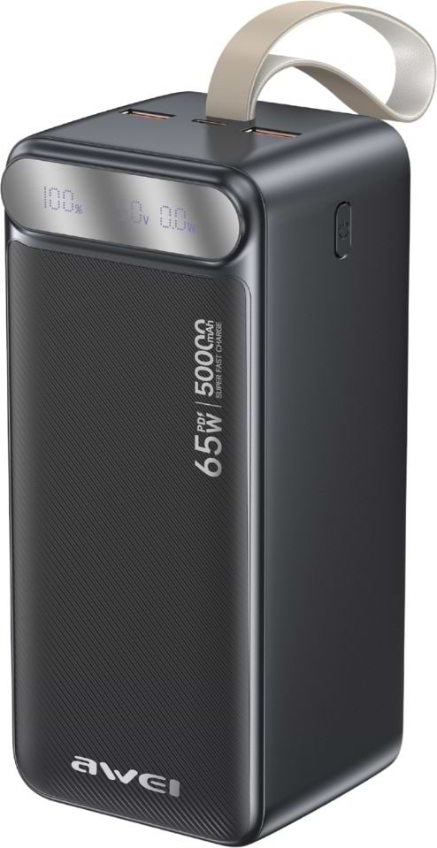 Батарея мобильная Awei PA-81 50000mAh 65W PD 2xUSB-A/USB-C Black (6954284029551)
