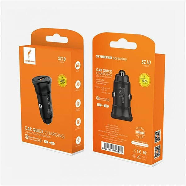 Фото - Автомобильное зарядное устройство SkyDolphin SZ10 QC3.0 (1USB, 3.1A) Black (AZP-000086)