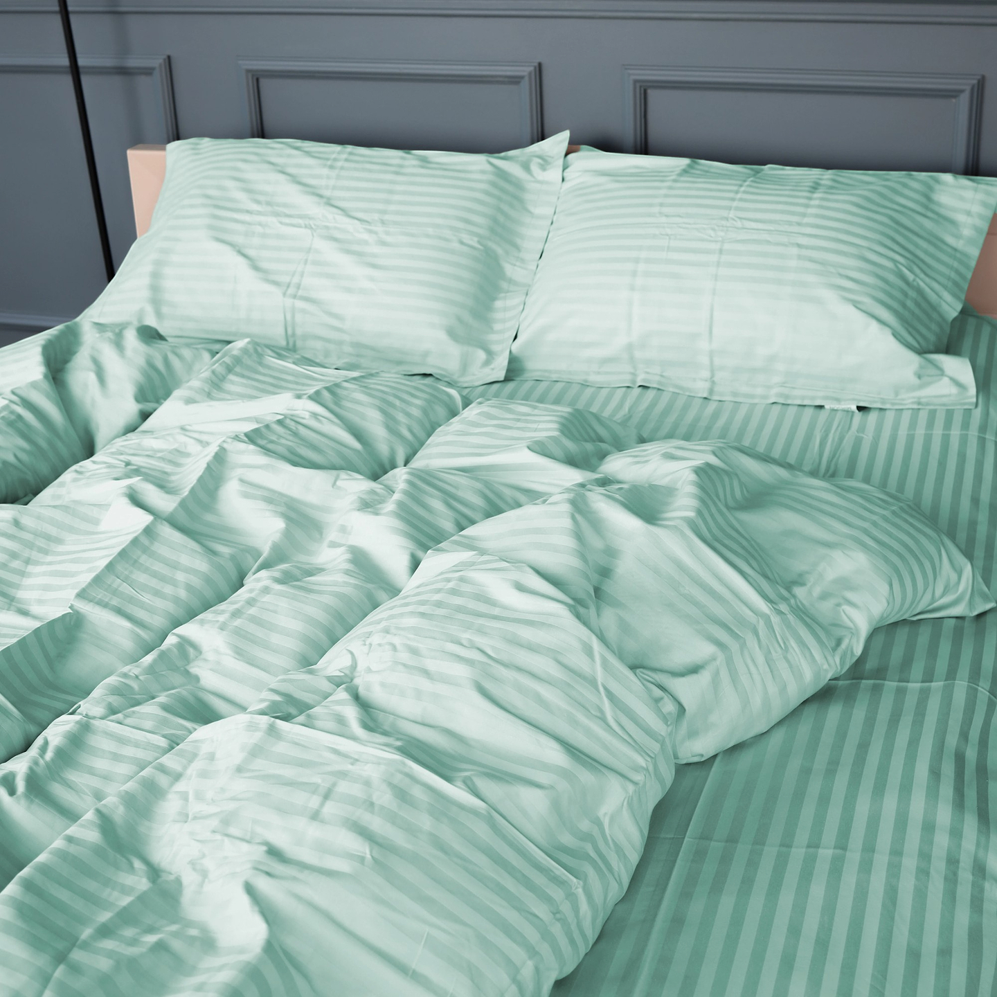 Комплект постельного белья детский MirSon Satin Stripe 30-0013 Azure 110х140 (2200005246221)