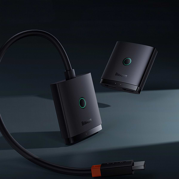 Фото - Перехідник HDMI Baseus AirJoy Series 2-in-1 Bidirectional HDMI Switch with 1m Cable Cluster Black (B01331105111-01)