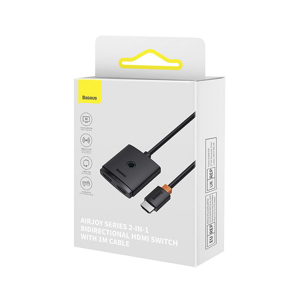 Фото - Перехідник HDMI Baseus AirJoy Series 2-in-1 Bidirectional HDMI Switch with 1m Cable Cluster Black (B01331105111-01)
