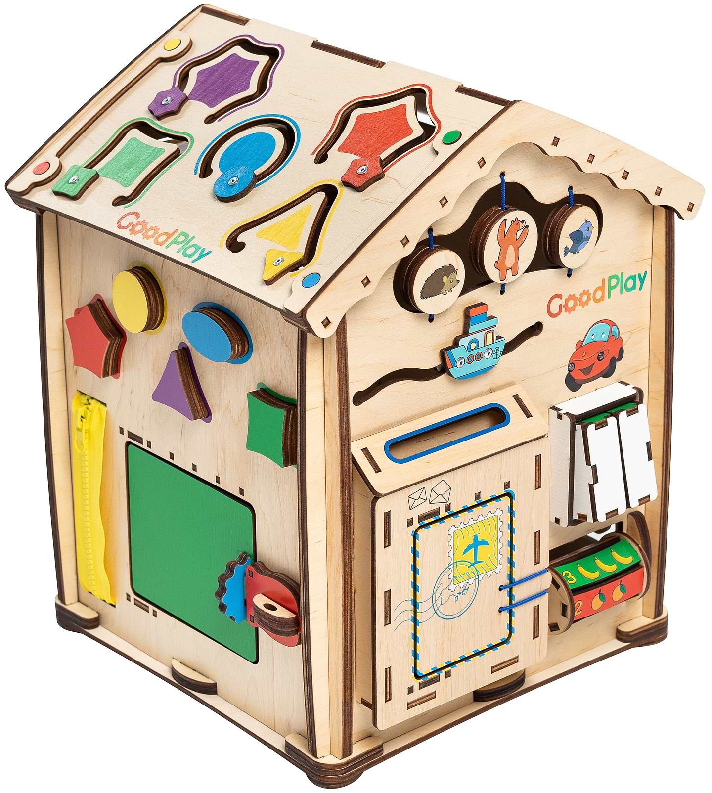 Бізіборд-куб GoodPlay будиночок "Мудрець" з LED підсвічуванням 28х28х35 (B104E) - Фото 1