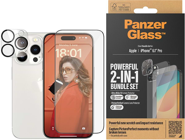 Фото - Захисне скло для смартфону PanzerGlass 2-in-1 Pack iPhone 15 Pro Ultra-Wide Fit w. EasyAligner (PG_B1137-2810)