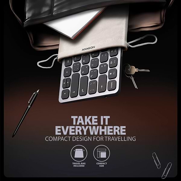 Фото - Клавиатура проводная AXAGON HMC-KB USB-C 5Gbps KEYBOARD 9in1 hub, EN/UA layout, Silver/Black (HMC-KB-CRL)