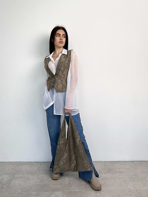 Фото - Шопер ART KNIT Python коричнева 50x60 см (037896)