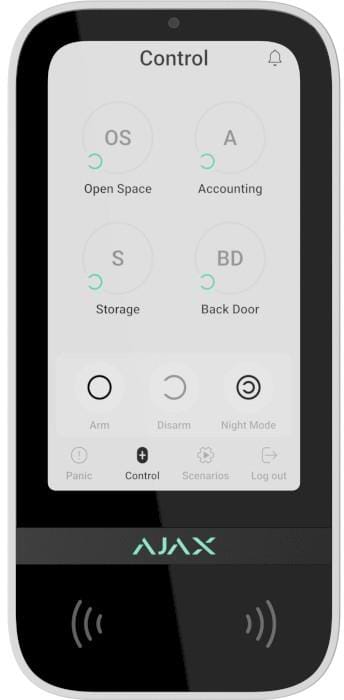 Пульт для управления приборами Ajax KeyPad TouchScreen ASP White (000034514)