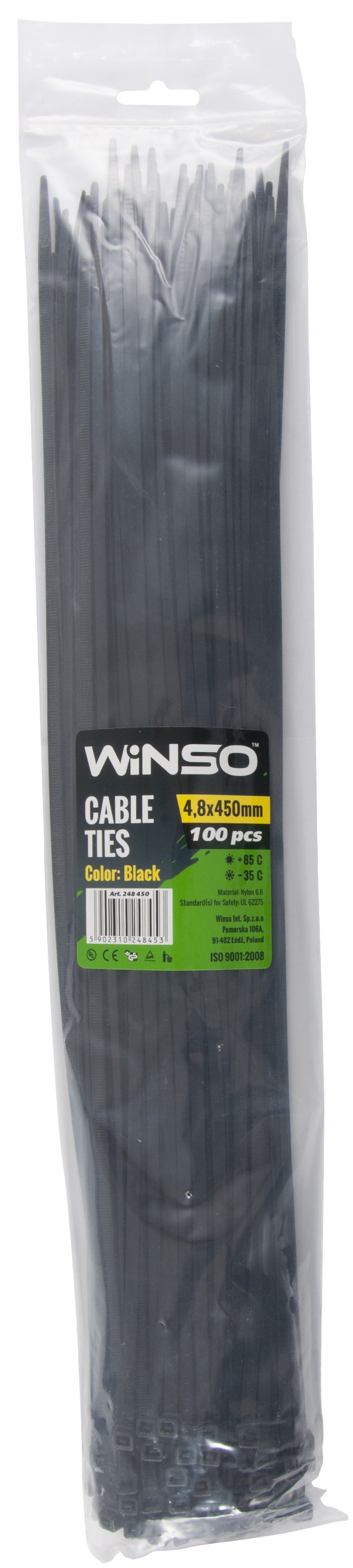 Набір хомутів Winso чорні 4,8x450 (248450)